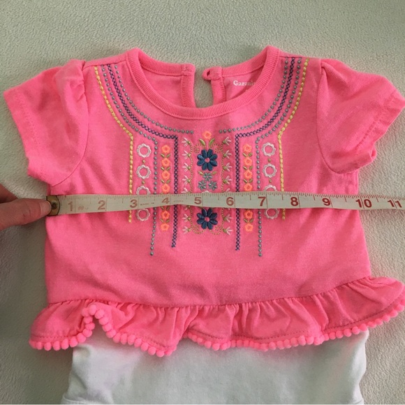 Pink and White Garanimals Onesie, Embroidered with Pom-Pom Trim - Picture 8 of 11